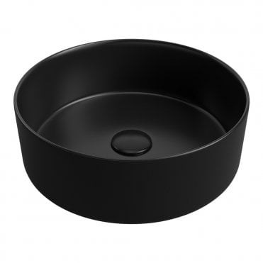 Venus 355mm Ceramic Round Washbowl & Waste - Matt Black