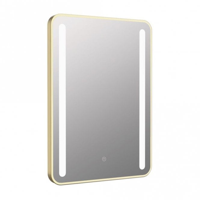 Dove Bathrooms Versa 700x500mm Rounded Front-Lit LED Mirror - Brushed Brass