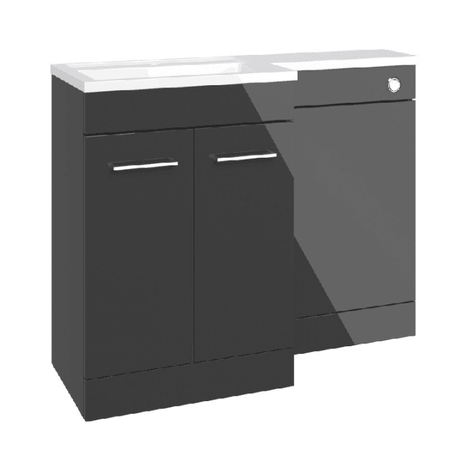 Dove Bathrooms Viona 1000mm Floor Standing L-Shape Pack & Basin - Anthracite Gloss