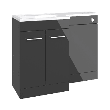Viona 1000mm Floor Standing L-Shape Pack & Basin - Anthracite Gloss