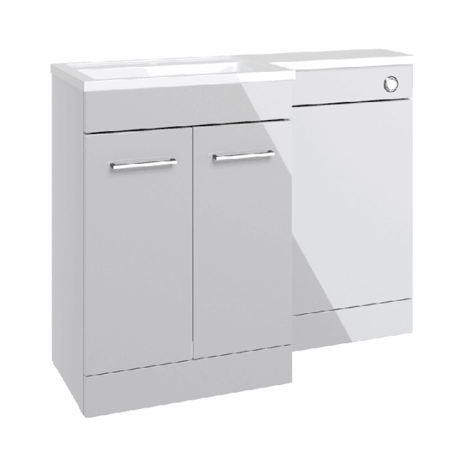 Dove Bathrooms Viona 1000mm Floor Standing L-Shape Pack & Basin - Grey Gloss