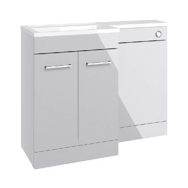 Viona 1000mm Floor Standing L-Shape Pack & Basin - Grey Gloss