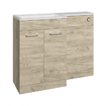 Viona 1000mm Floor Standing L-Shape Pack & Basin - Oak