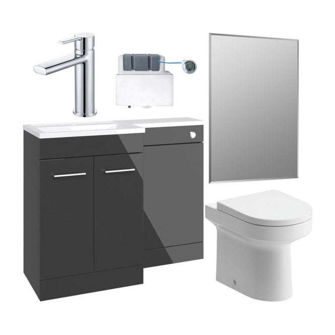 Dove Bathrooms Viona 1000mm Furniture & BTW WC Pack - Anthracite Gloss