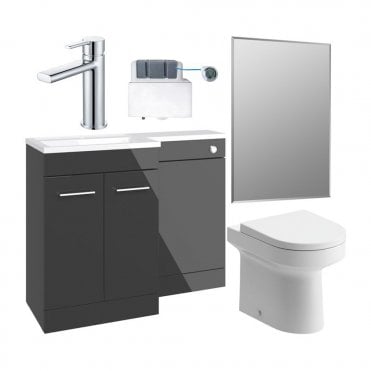 Viona 1000mm Furniture & BTW WC Pack - Anthracite Gloss