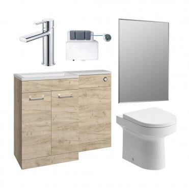 Viona 1000mm Furniture & BTW WC Pack - Oak