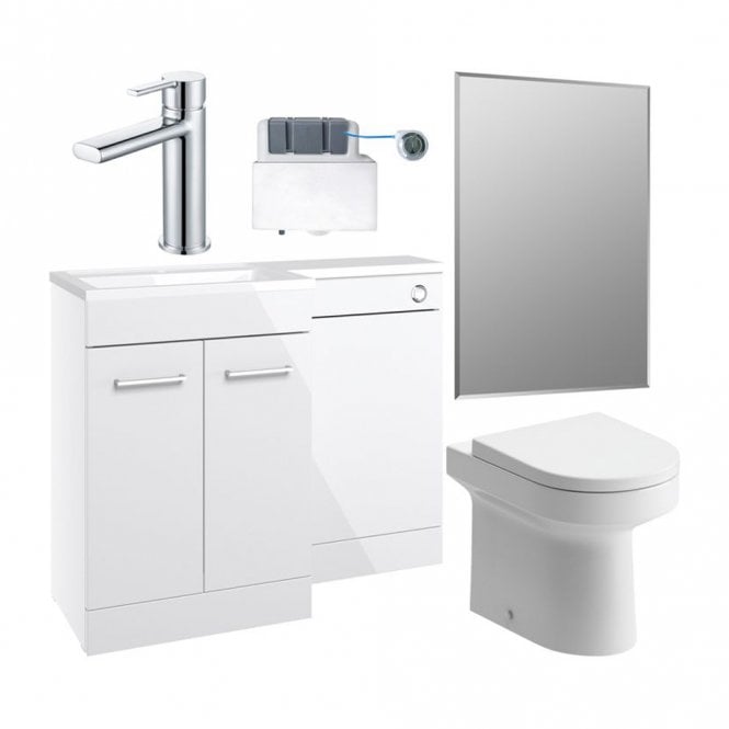 Dove Bathrooms Viona 1000mm Furniture & BTW WC Pack - White Gloss