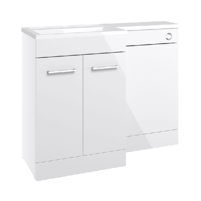 Dove Bathrooms Viona 1000mm L-Shape Combination Furniture Pack & Basin - White
