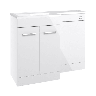 Viona 1000mm L-Shape Combination Furniture Pack & Basin - White