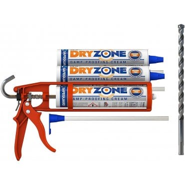 3 Tubes of DPC Injection Cream 310ml - Damp Proof Injection Applicator & SDS Drill Bit