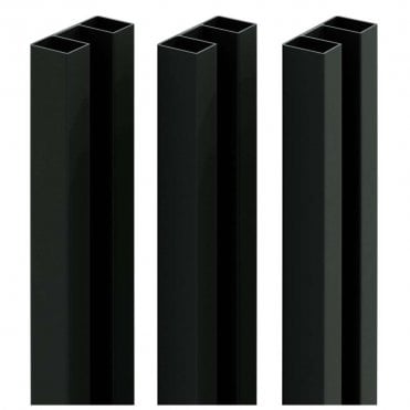 1.83m Black Sleek Aluminium In-Fill Profile Pack of 3