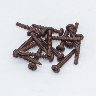 4 x 28mm Sepia Brown Vista Self Drilling Screws Bag of 16