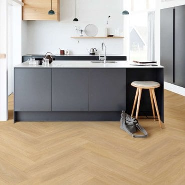 Tucker Oak Beige Rigid Vinyl Herringbone Flooring 0.794m2 Per Pack