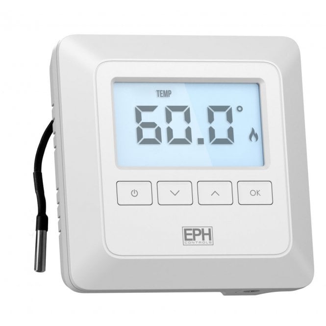 EPH Controls Mains Operated Digital Room Cylinder Thermostat with Sensor - CDC2