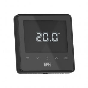Touch Black Mains Powered RF Recessed Room Thermostat RDT-RF-TB
