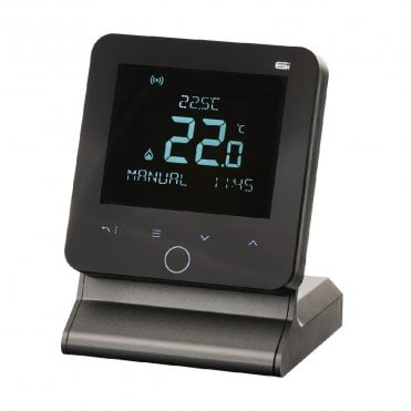 Stratus 6 Series Smart Wireless Programmable Room Thermostat & Stand Black/Grey