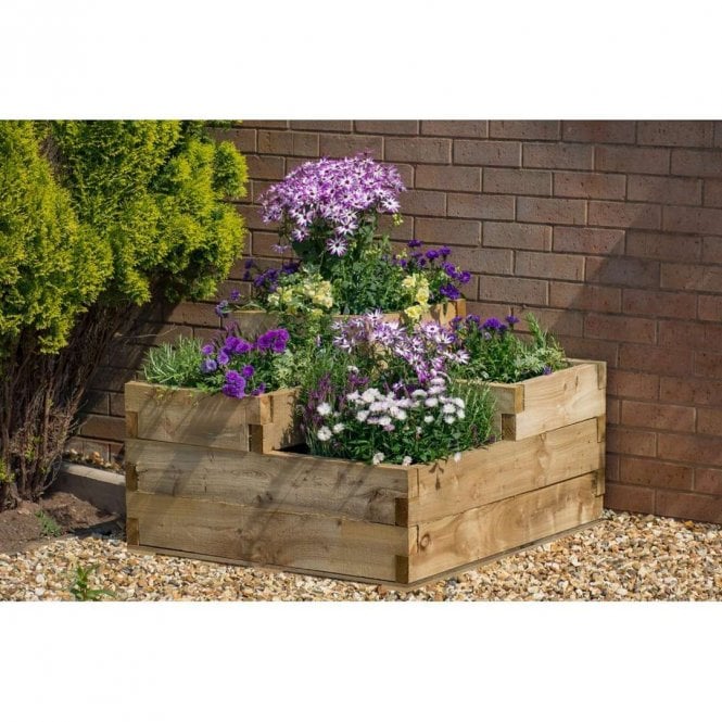 Forest Garden 0.9 x 0.9m Caledonian Tiered Raised Bed with Base