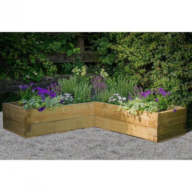 Forest Garden 1.3 x 1.3m Caledonian Corner Raised Bed with Base