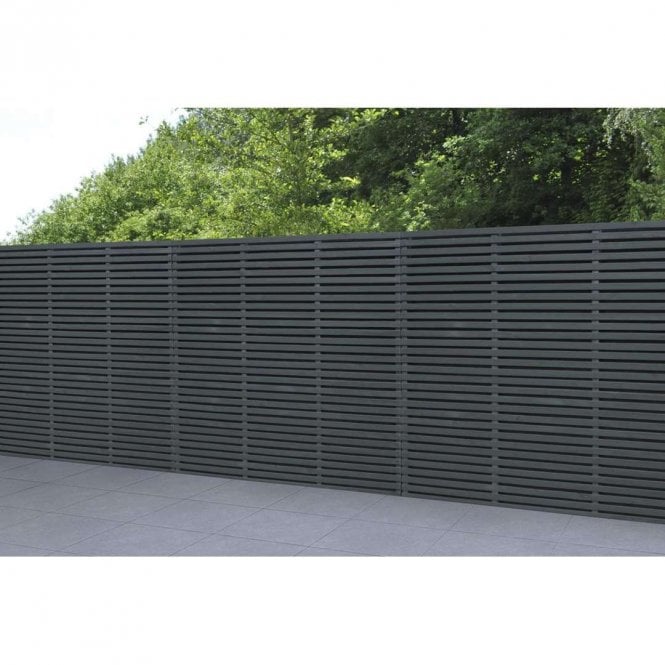 Forest Garden 1.8 x 1.8m Contemporary Double Slatted Fence Panel - Anthracite Grey