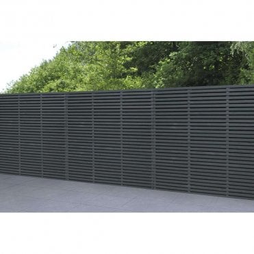 1.8 x 1.8m Contemporary Double Slatted Fence Panel - Anthracite Grey