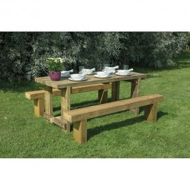1.8m Refectory Table & Sleeper Bench Set