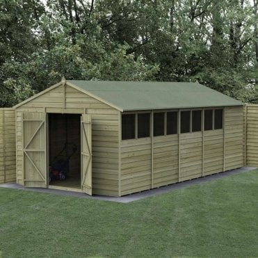 10 x 20ft 4LIFE Apex Shed - 8 Window - Double Door