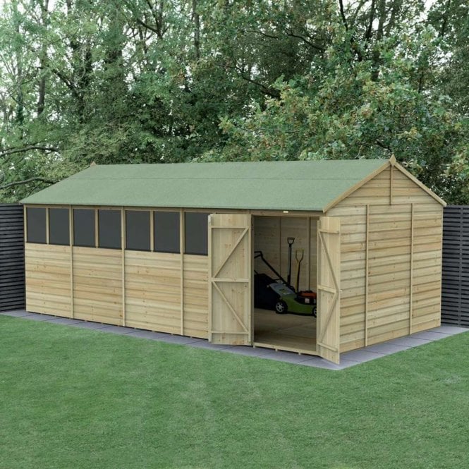 Forest Garden 20 x 10ft Beckwood Reverse Apex Shed - 8 Window - Double Door