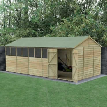 20 x 10ft Beckwood Reverse Apex Shed - 8 Window - Double Door
