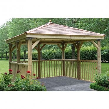 3.5m Square Wooden Gazebo with Cedar Roof - No Base
