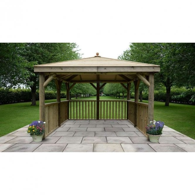 Forest Garden 3.5m Square Wooden Gazebo with Timber Roof - No Base