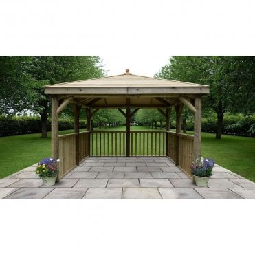 3.5m Square Wooden Gazebo with Timber Roof - No Base
