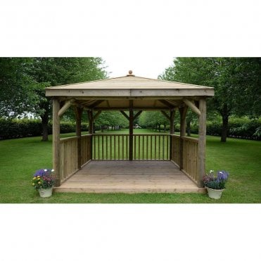 3.5m Square Wooden Gazebo with Timber Roof with Base