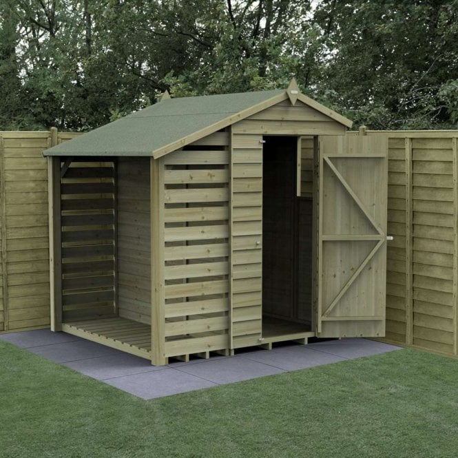 Forest Garden 4 x 6ft 4LIFE Apex Lean-To Shed - 1 Window - Single Door