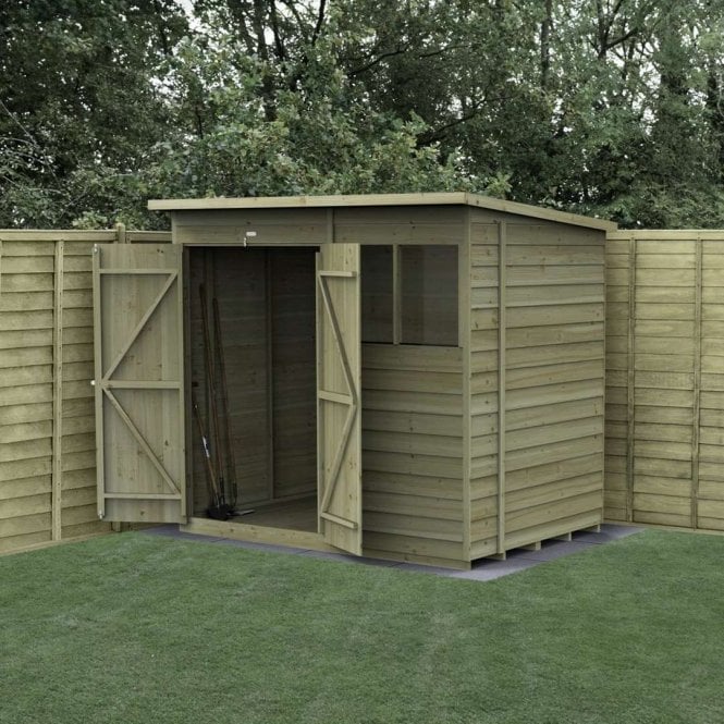 Forest Garden 4LIFE Pent Shed - 2 Window - Double Door