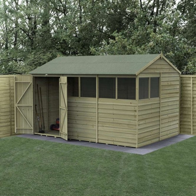 Forest Garden 4LIFE Reverse Apex Shed - 6 Window - Double Door