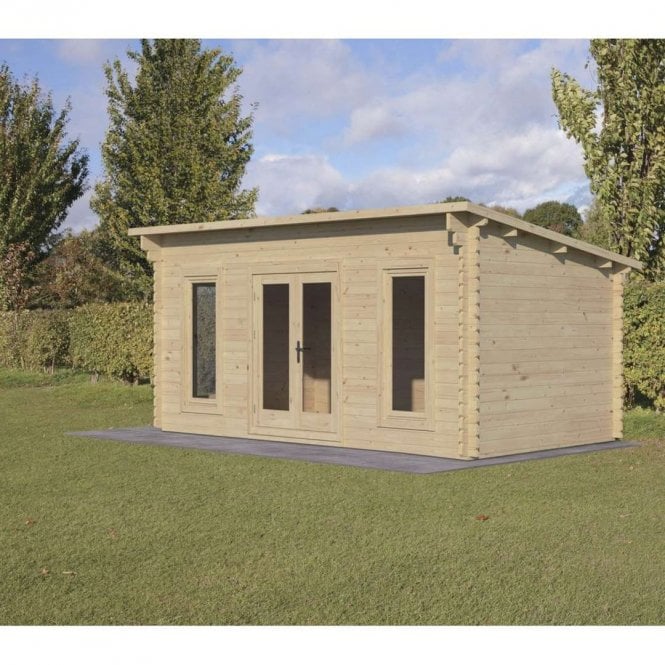 Forest Garden 5 x 3m Elmley Pent Log Cabin - Underlay - Double Glazed - 34kg Felt