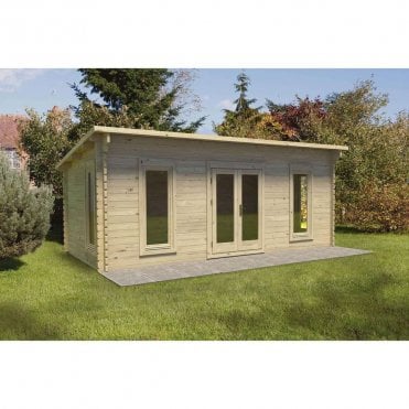6 x 3m Arley Pent Log Cabin - Underlay - Double Glazed - 34kg Felt