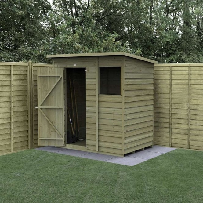 Forest Garden 6 x 4ft 4LIFE Pent Shed - 1 Window - Single Door