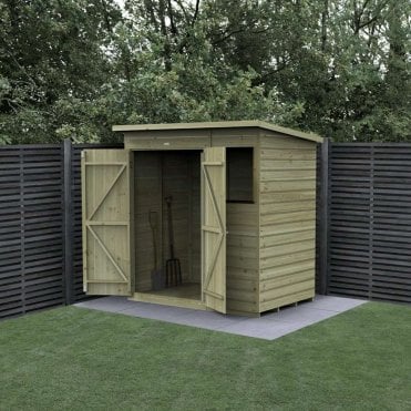 6 x 4ft Beckwood Pent Shed - 1 Window - Double Door