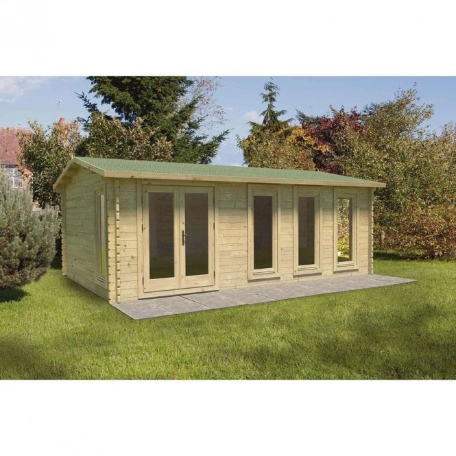 Forest Garden 6 x 4m Blakedown Apex Log Cabin - No Underlay - Double Glazed - 24kg Felt