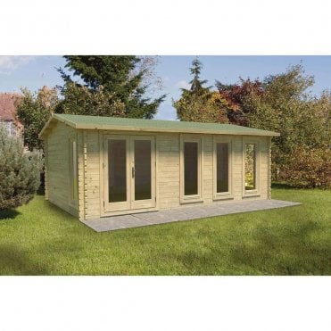 6 x 4m Blakedown Apex Log Cabin - Underlay - Double Glazed - Felt Shingles