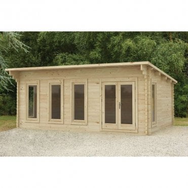 6 x 4m Wolverley Pent Log Cabin - Underlay - Double Glazed - 34kg Felt