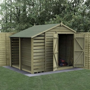 6 x 8ft 4LIFE Apex Lean-To Shed - No Window - Double Door