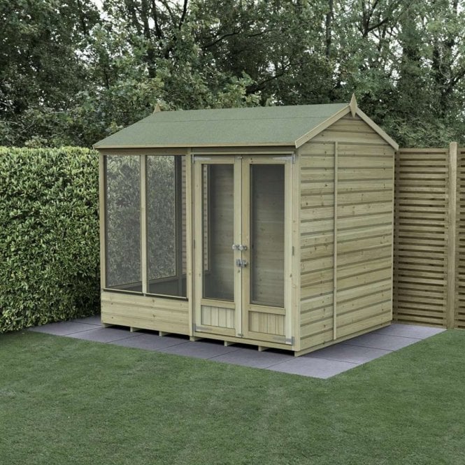 Forest Garden 8 x 6ft Beckwood Reverse Apex Summerhouse - 5 Window - Double Door