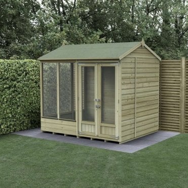 8 x 6ft Beckwood Reverse Apex Summerhouse - 5 Window - Double Door