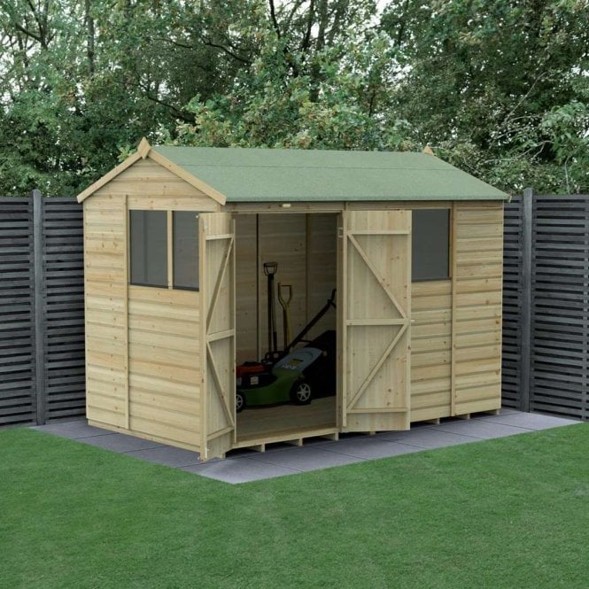 Forest Garden Beckwood Reverse Apex Shed - 4 Window - Double Door