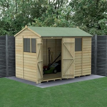 Beckwood Reverse Apex Shed - 4 Window - Double Door