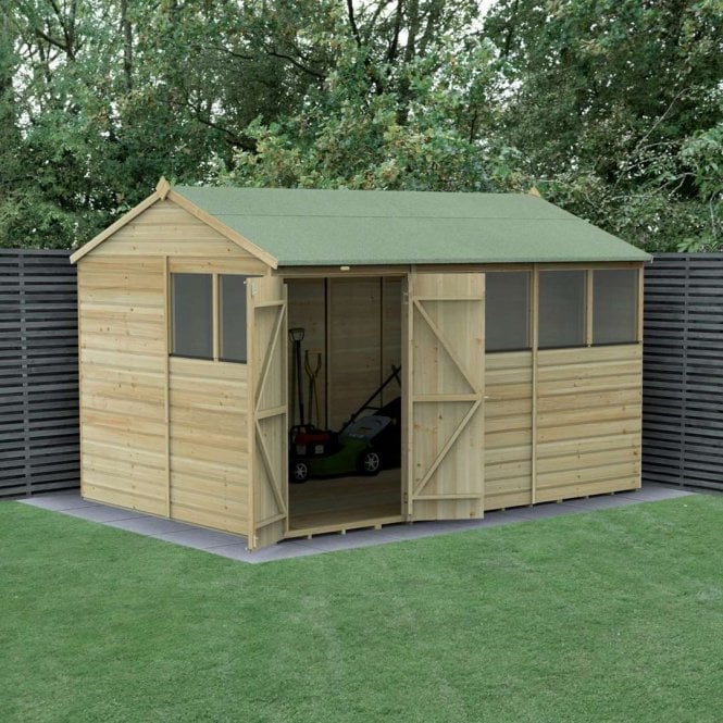 Forest Garden Beckwood Reverse Apex Shed - 6 Window - Double Door