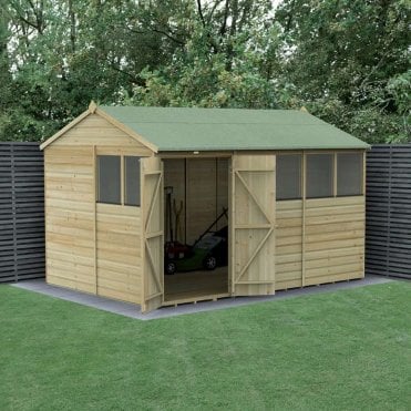 Beckwood Reverse Apex Shed - 6 Window - Double Door