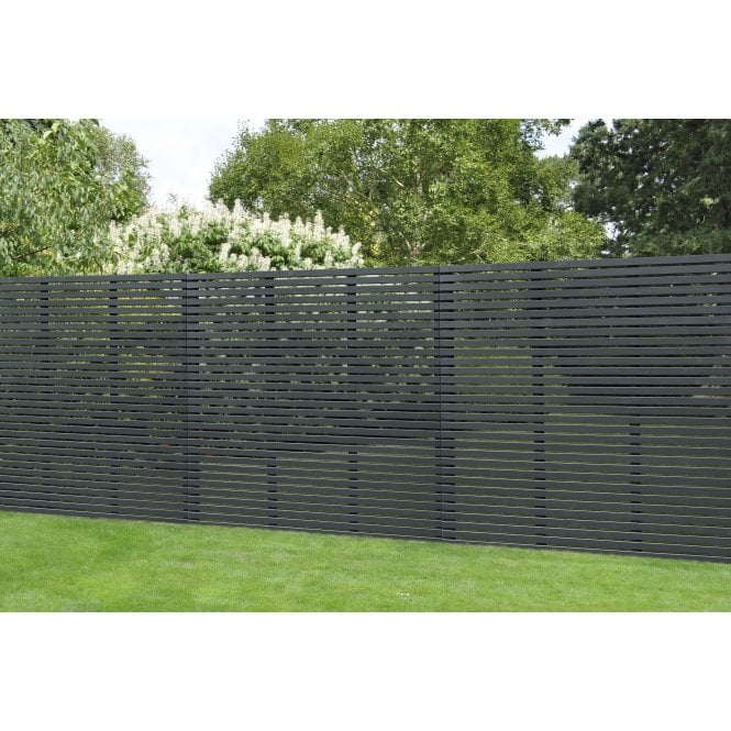 Forest Garden Contemporary Slatted Fence Panel Anthracite Grey